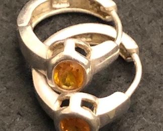 Item 95:  Citrine and sterling huggie hoops:  $24