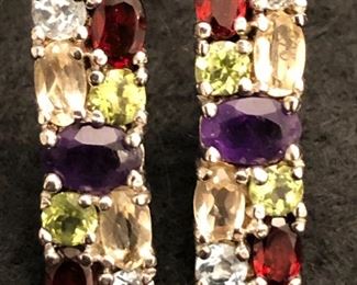 Item 96:  Multi-colored gemstone and sterling earrings: $38