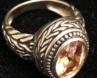 Item 100:  Citrine and sterling silver ring: $75