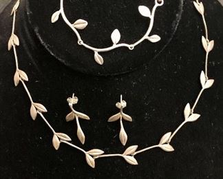 Item 102: Elise Moran (EAM Sterling - marked) - Set includes Necklace, Bracelet and two pair earrings: $145