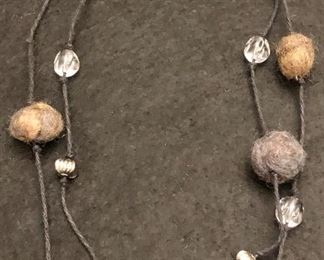 Item 111:  Felt bead and crystal custom jewelry necklace: $24