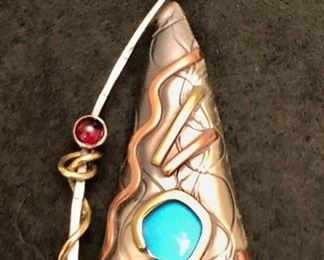 Item 119:  Sterling and Copper Artist Signed Pin: $65