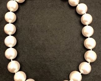 Item 120:  Hand-Knotted Pearl Necklace with Silver Clasp: $75