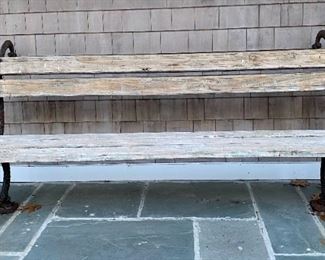 Item 287:  Vintage Garden Bench with Cast Iron Snake Base - 72"l x 12"w x 35"h:  $325