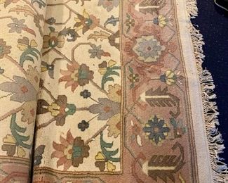 11'x18' Cathay Rug in Ivory and Peach (Cathay rugs are Chinese patterned rugs made in India in the 1960s-1980s because of trade restrictions on China): $500
