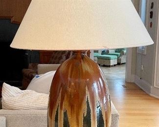 Item 305:  Heavy Glazed Pottery Lamp - 33": $145