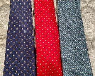 Item 316:  Lot of Ferragamo Ties - Navy, Red and Blue: $30