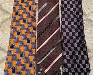 Item 317:  Lot of Zegna Ties - yellow and blue check, grey and white check and Pink Stripe: $30