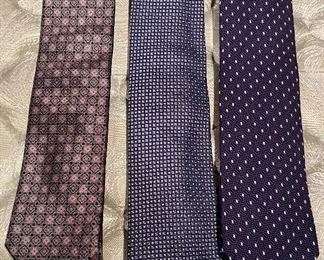 Item 318:  Zegna Tie Lot: Pink and Navy, Blue and white check and Navy with white dots: $30