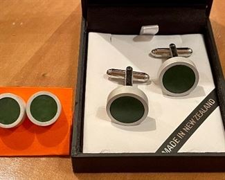 Item 322:  New Zealand Jade Set of Cufflinks and Earrings: $28