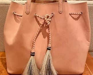 Item 321:  Stiff Leather Satchel with Natural Bristle Tassle: $35