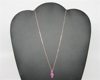 Stone: Ruby
Type: Necklace
Metal: Sterling Silver
Located in: Chattanooga, TN **Sold As-Is Where Is**
Rose Gold Color Music Note