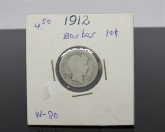 Yr: 1912
Origin: US
Denomination Silver Barber Dime
Located in: Chattanooga, TN **Sold As-Is Where Is**
467