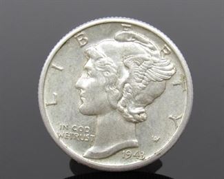 Yr: 1943
Origin: US
Denomination Mercury Dime
Located in: Chattanooga, TN **Sold As-Is Where Is**
482