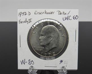Yr: 1972
Denomination Eisenhower Dollar Coin
Located in: Chattanooga, TN
D Mint
Variety 2
UNC 60
477B