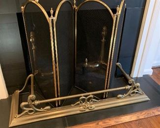 Fireplace screen, andirons and bumper