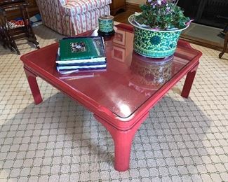 Red coffee table in great condition 38"x36"x17"