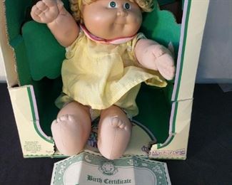 Vintage Cabbage Patch Kid Doll 1978 1982 Signed Xavier Roberts 85 with paperwork.