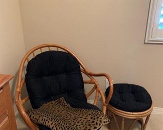 Rattan chair and ottoman