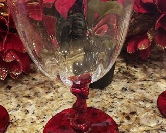 stemware with red stemmed base