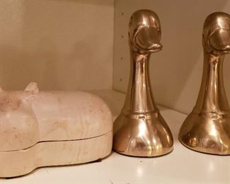 duck bookends, hippo