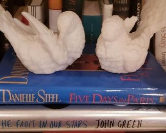 Books, dove figurines