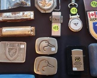 DU belt buckles, lapel pins, cuff links, knives, key chains...