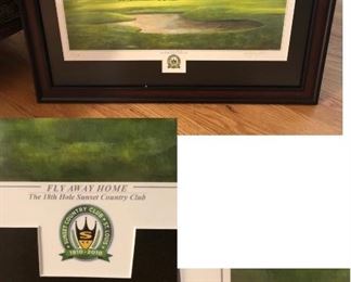 Sunset Country Club Signed & Numbered Print. FLY AWAY HOME, 18th Hole.  