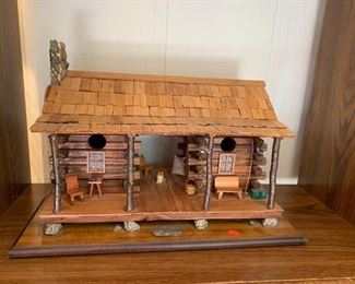 #139	Hinged Log Cabin That opens - crafted by Dave Gratz 19x 10x11	 $75.00 
