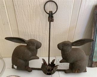 #141	Heavy Iron Bunnys w/candle holder 14" Tall  x 15"W	 $30.00 
