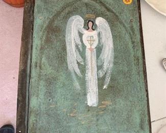 #142	Painting of Angel on Tin done for First  Church of the Nativity 2011	 $75.00 
