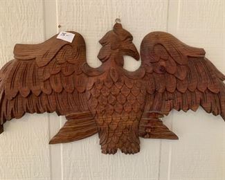 #148	Wooden Carved Eagle Wall Hanging 25x14	 $75.00 
