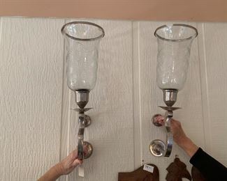#153	Silverplate Candle Wall Sconces - made in India - 20" Tall	 $70.00 
