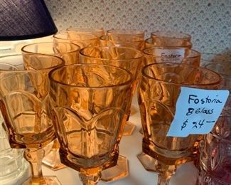 #193	(2) sets of 8 Fostoria peach goblets @ $24 a set 	 $48.00 
