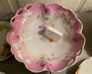 #188	Rosenthal painted plate rose edge with lace handle white/rose flowers	 $20.00 
