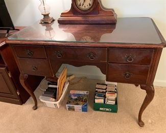 #36	Vintage desk w/5 drawer - as is finish q/a Legs  42x22x30 	 $75.00 
