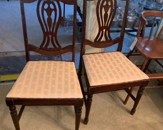 #13 (2) odd mahogany dining chairs $75 ea