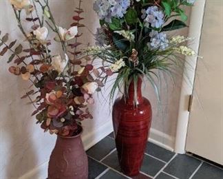 Silk flowers in vases each $30