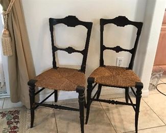 Black antique chairs with woven seats: 2/$35