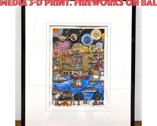 Lot 2002 CHARLES FAZZINO Mixed Media 3D Print. FIREWORKS ON BAL