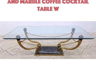 Lot 2005 Decorator Gilt Metal and Marble Coffee Cocktail Table w