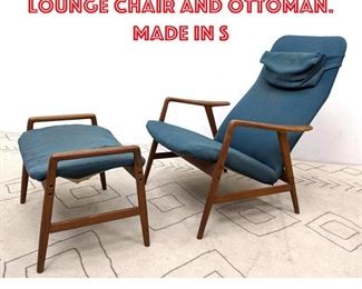 Lot 2006 Swedish Modern Teak Lounge Chair and Ottoman. Made in S