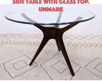 Lot 2020 Vladimir KAGAN Tripod Side Table with Glass Top. Unmark