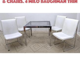 Lot 2025 5pc Chrome Dining Table Chairs. 4 Milo Baughman Thin