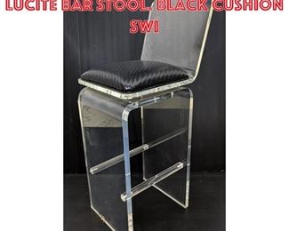 Lot 2026 Single molded clear Lucite Bar Stool. Black cushion swi