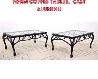 Lot 2031 Pair Decorator Branch Form Coffee Tables. Cast Aluminu