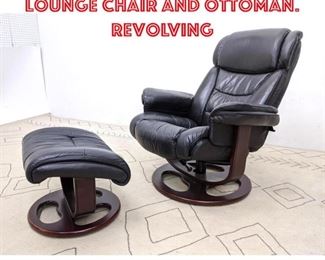 Lot 2036 LANE Black Leather Lounge Chair and Ottoman. Revolving