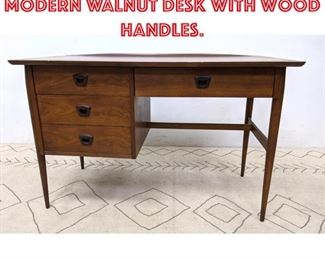 Lot 2044 BASSETT American Modern Walnut Desk with Wood Handles.