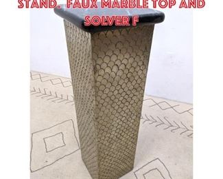 Lot 2046 Decorator Pedestal Stand. Faux marble top and solver f
