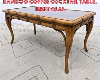 Lot 2049 Decorator Faux Bamboo Coffee Cocktail Table. Inset glas